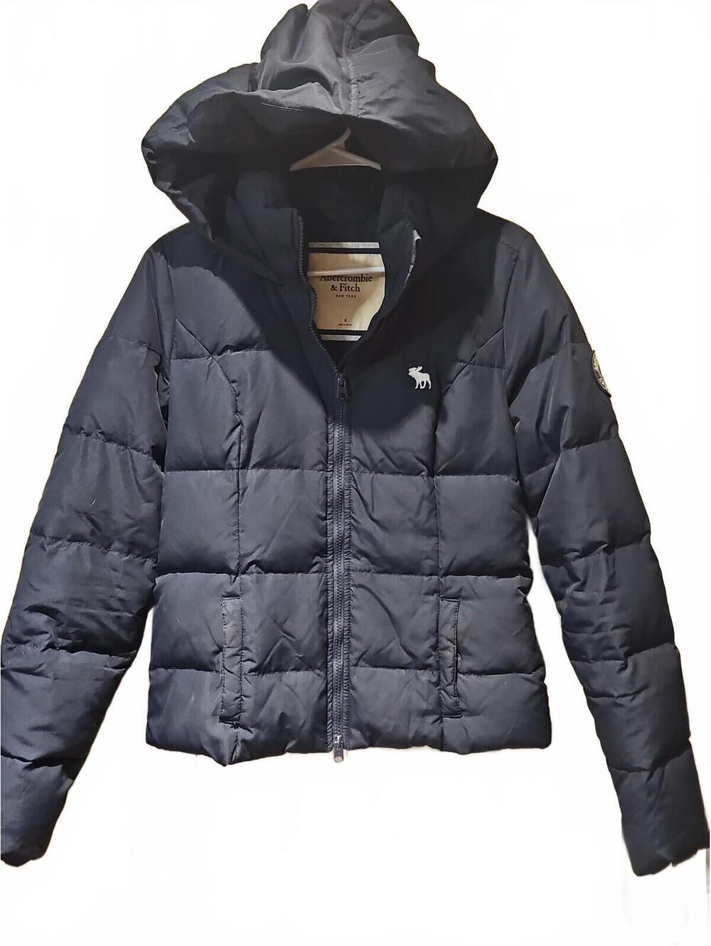 Abercrombie &Fitch Hooded Puffer Down Jacket Women’s Medium Navy Blue